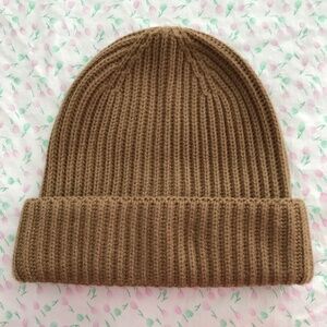 ETEREO Unisex Taupe Winter Beanie Hat Brown Acrylic Ribbed